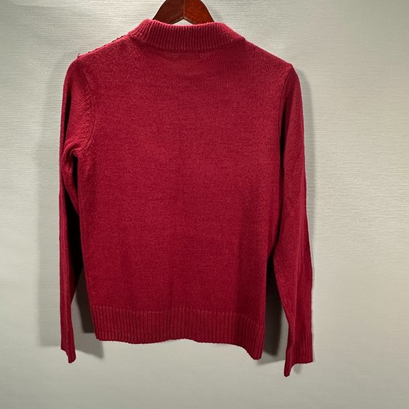 Juicy Couture Sweater Womens Medium Red Sequin Sparkle Mock Neck Pullover - Picture 7 of 7